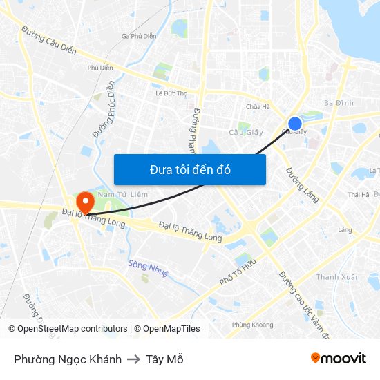 Phường Ngọc Khánh to Tây Mỗ map