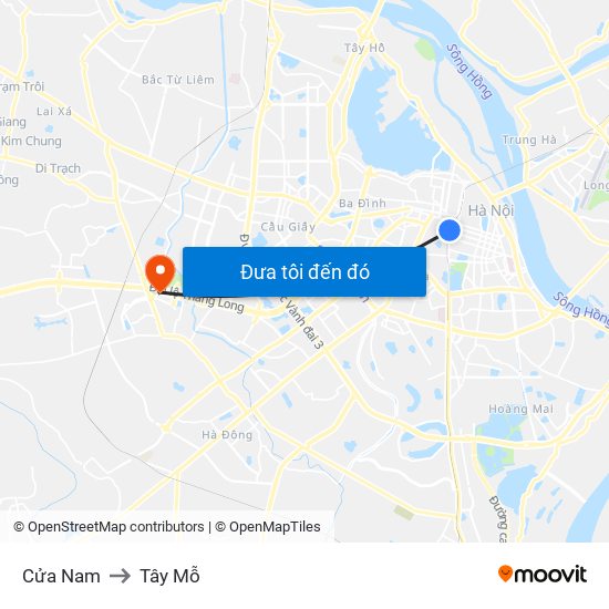 Cửa Nam to Tây Mỗ map