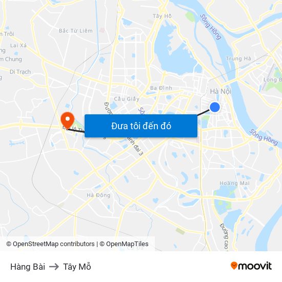 Hàng Bài to Tây Mỗ map