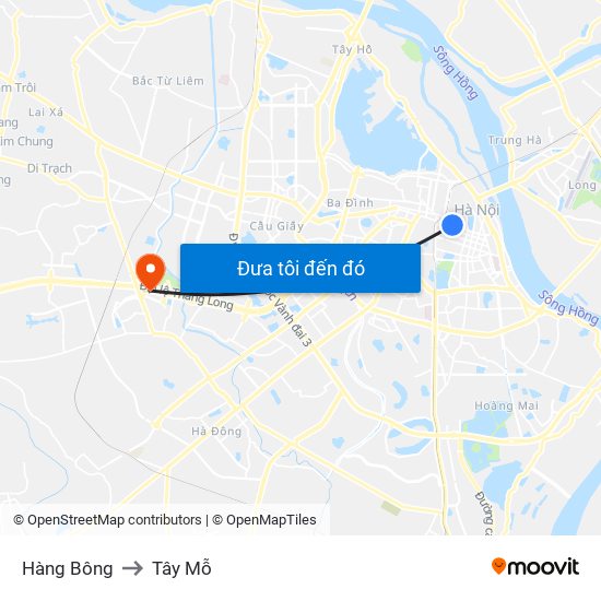 Hàng Bông to Tây Mỗ map