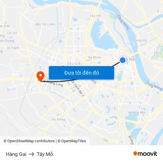 Hàng Gai to Tây Mỗ map