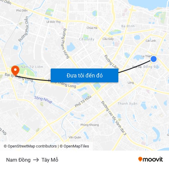 Nam Đồng to Tây Mỗ map