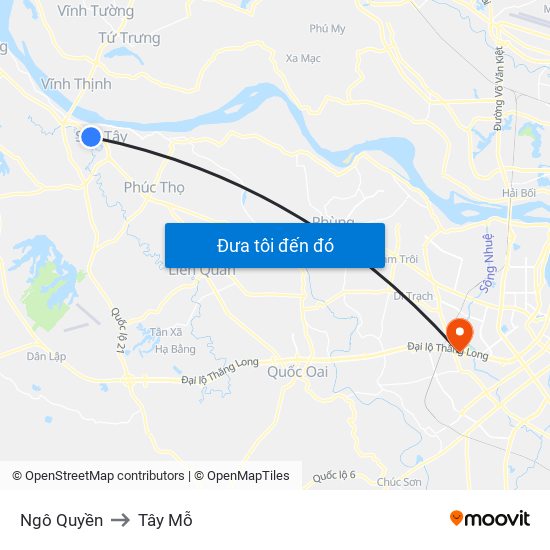 Ngô Quyền to Tây Mỗ map