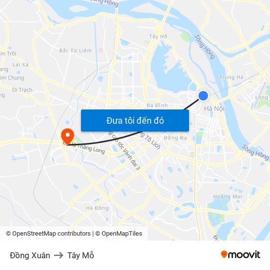 Đồng Xuân to Tây Mỗ map