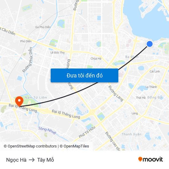 Ngọc Hà to Tây Mỗ map
