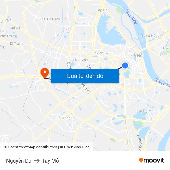 Nguyễn Du to Tây Mỗ map