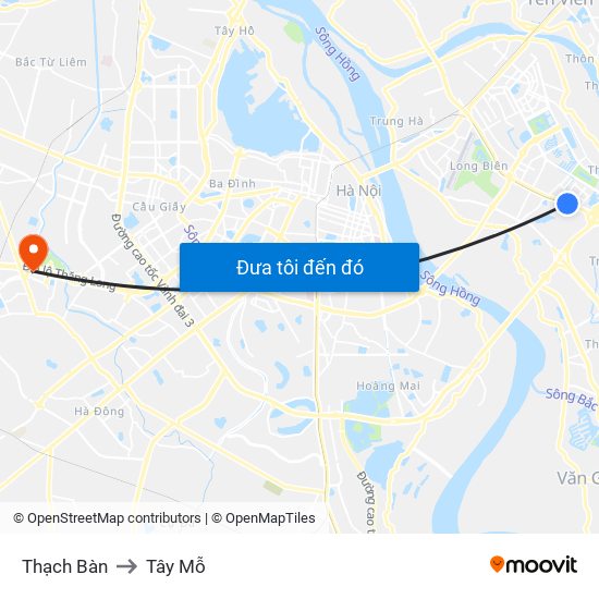 Thạch Bàn to Tây Mỗ map