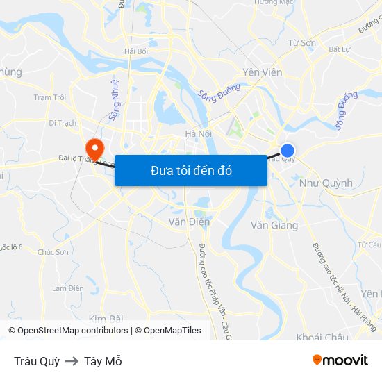 Trâu Quỳ to Tây Mỗ map