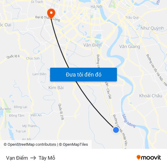 Vạn Điểm to Tây Mỗ map