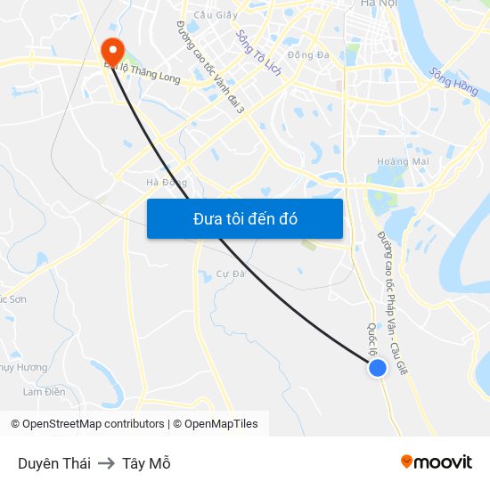 Duyên Thái to Tây Mỗ map