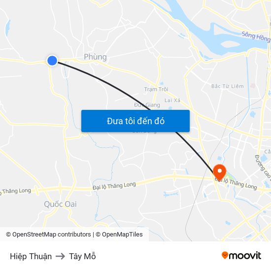 Hiệp Thuận to Tây Mỗ map