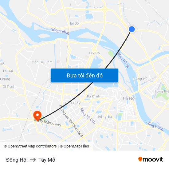 Đông Hội to Tây Mỗ map