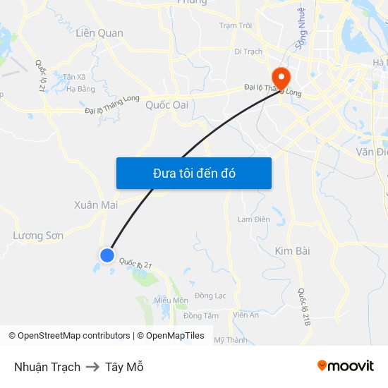 Nhuận Trạch to Tây Mỗ map