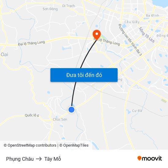 Phụng Châu to Tây Mỗ map