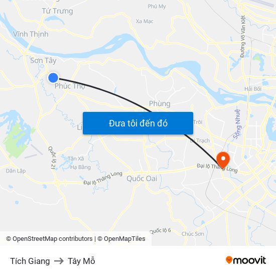 Tích Giang to Tây Mỗ map