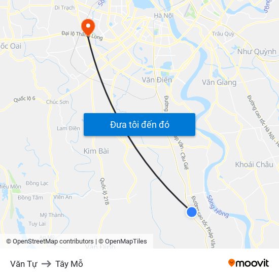 Văn Tự to Tây Mỗ map