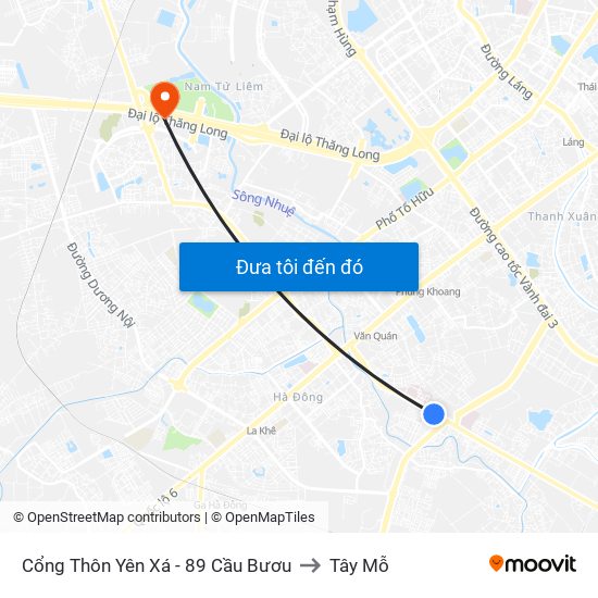 Cổng Thôn Yên Xá - 89 Cầu Bươu to Tây Mỗ map