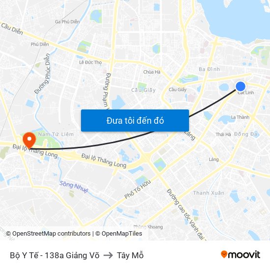 Bộ Y Tế - 138a Giảng Võ to Tây Mỗ map