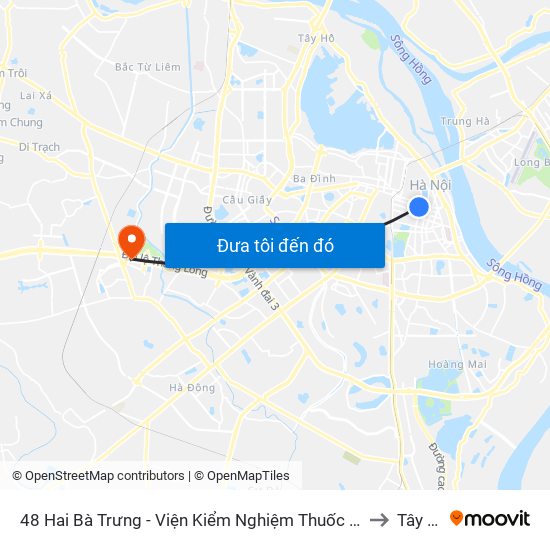 48 Hai Bà Trưng - Viện Kiểm Nghiệm Thuốc Trung Ương to Tây Mỗ map