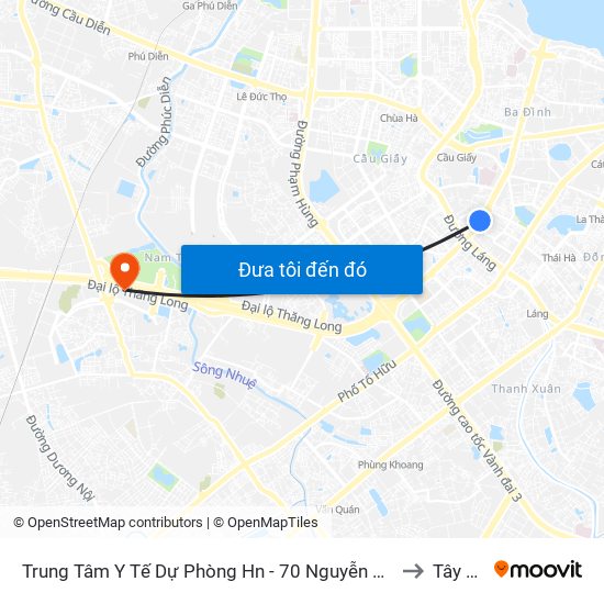 Trung Tâm Y Tế Dự Phòng Hn - 70 Nguyễn Chí Thanh to Tây Mỗ map