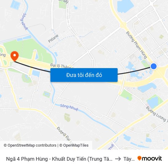 Ngã 4 Phạm Hùng - Khuất Duy Tiến (Trung Tâm Hội Nghị Quốc Gia) to Tây Mỗ map