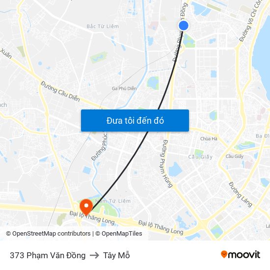 373 Phạm Văn Đồng to Tây Mỗ map