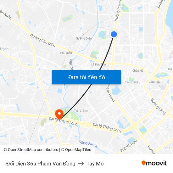 Đối Diện 36a Phạm Văn Đồng to Tây Mỗ map