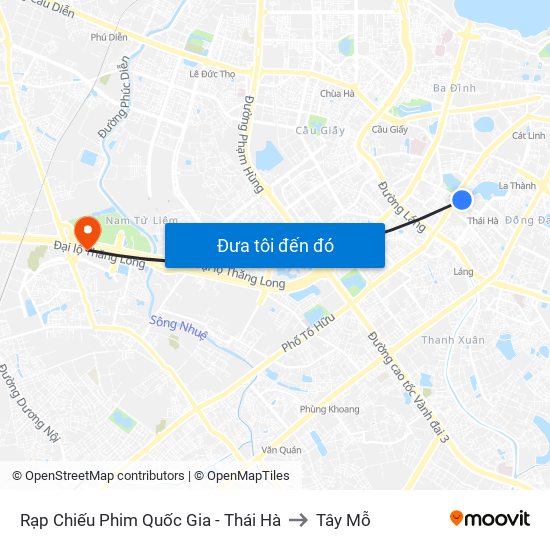 Rạp Chiếu Phim Quốc Gia - Thái Hà to Tây Mỗ map