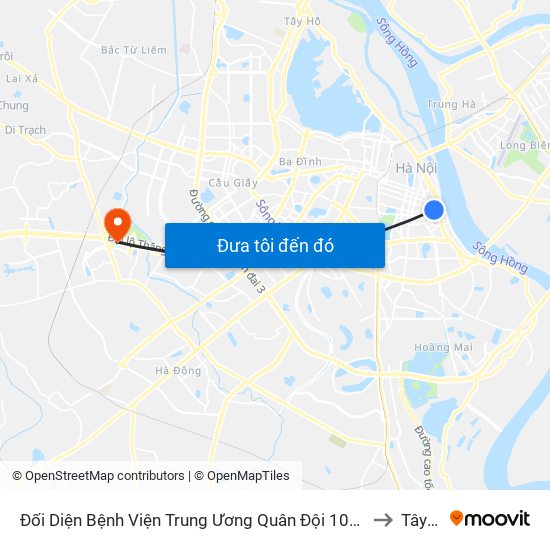 Đối Diện Bệnh Viện Trung Ương Quân Đội 108 - Trần Hưng Đạo to Tây Mỗ map