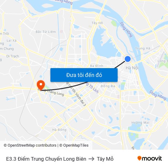 E3.3 Điểm Trung Chuyển Long Biên to Tây Mỗ map