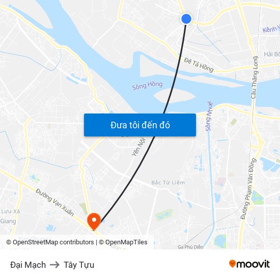 Đại Mạch to Tây Tựu map