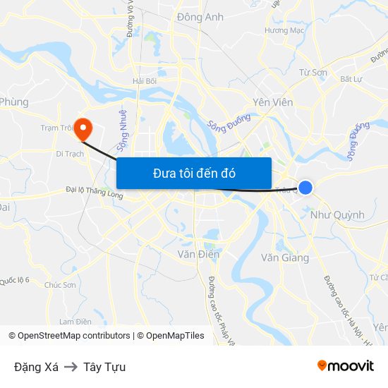 Đặng Xá to Tây Tựu map