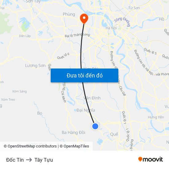 Đốc Tín to Tây Tựu map