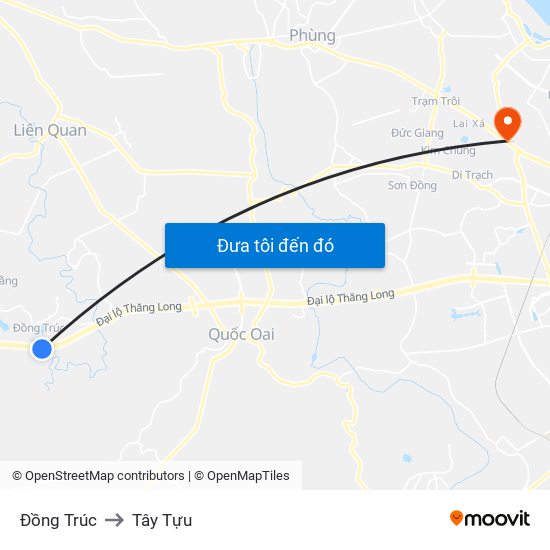 Đồng Trúc to Tây Tựu map