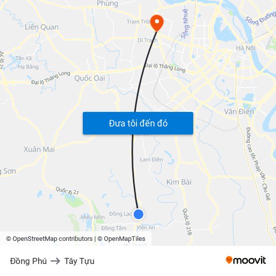 Đồng Phú to Tây Tựu map