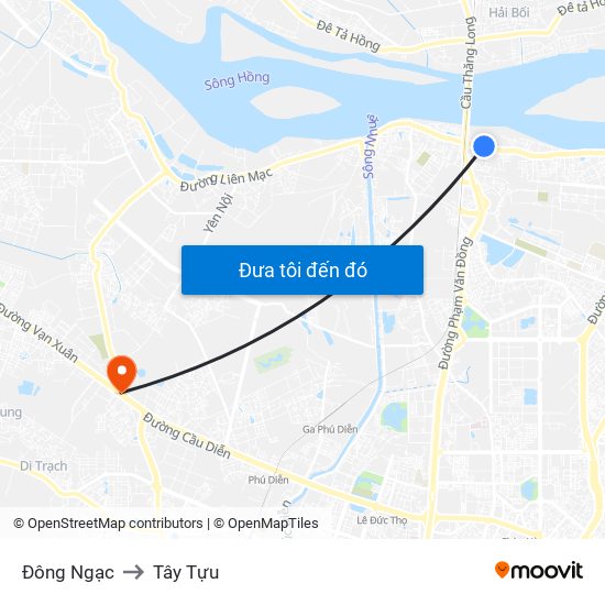 Đông Ngạc to Tây Tựu map