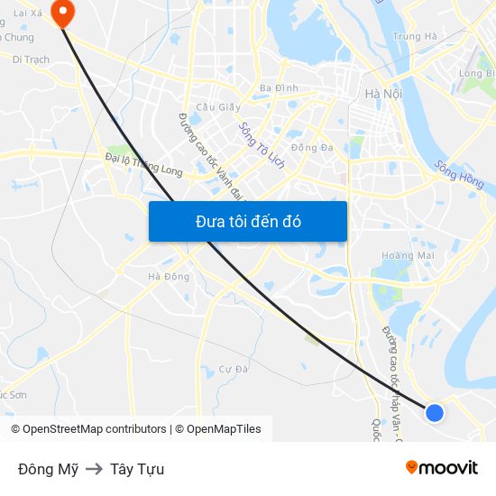 Đông Mỹ to Tây Tựu map