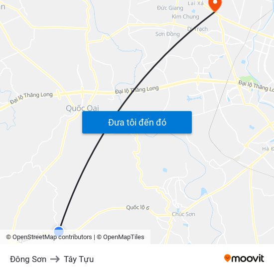 Đông Sơn to Tây Tựu map