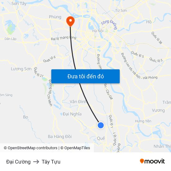 Đại Cường to Tây Tựu map