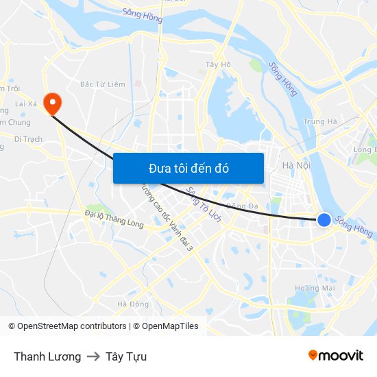 Thanh Lương to Tây Tựu map