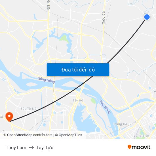 Thuỵ Lâm to Tây Tựu map