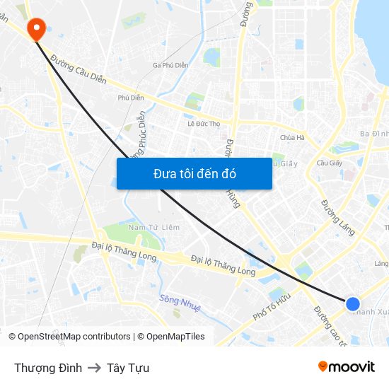 Thượng Đình to Tây Tựu map