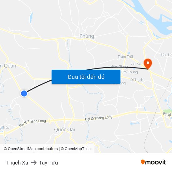 Thạch Xá to Tây Tựu map