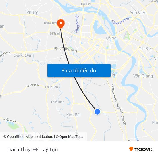 Thanh Thùy to Tây Tựu map