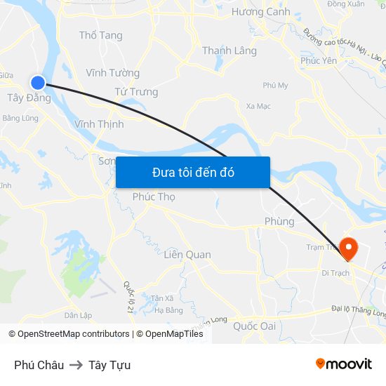 Phú Châu to Tây Tựu map