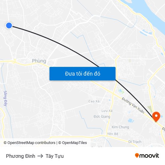 Phương Đình to Tây Tựu map