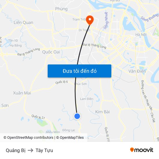 Quảng Bị to Tây Tựu map