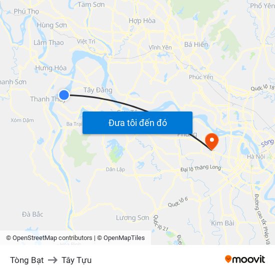 Tòng Bạt to Tây Tựu map