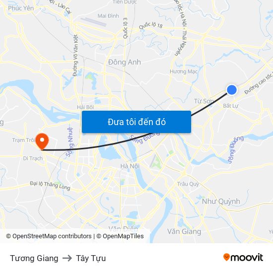 Tương Giang to Tây Tựu map