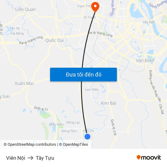 Viên Nội to Tây Tựu map